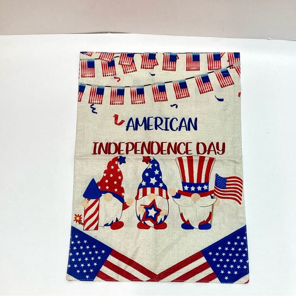 New in Package American Independence Day Gnome 4Th of July Garden Flag